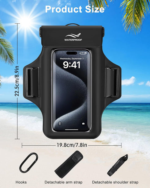 Waterproof Phone Pouch, Floating Waterproof Phone Case for iPhone 15 14 13 12 Pro Max XS Samsung up to 7.0", Waterproof Cell Phone Dry Bag with Ar...