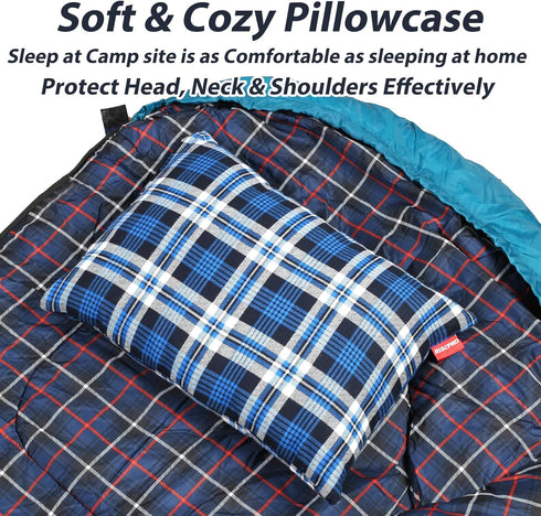 Outdoor Camping Pillow Lightweight, Compressible, Flannel Travel Pillow Cases, Washable Removable Pillow Cover Camping and Backpacking Blue...