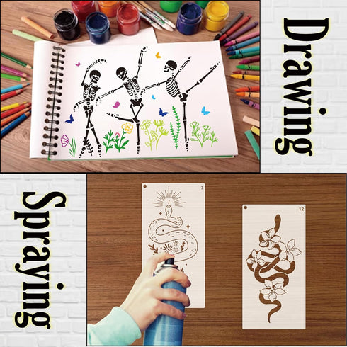 Stencils for Painting Reusable Stencils Large Template Paint Stencils for Painting on Wood Burning, DIY Art Craft Fabric Canvas Furniture (Snake)...