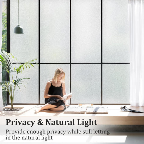 Coavas Window Privacy Film Frosted Glass Window Film Stained Glass Window Film Bathroom Window Frosting Film Day and Night Privacy Heat Blocking N...