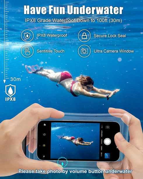 F-color Waterproof Phone Pouch - 2 Pack Phone Waterproof Pouch for iPhone 15 14 Pro Max Galaxy S24 Up to 7.2", IPX8 Waterproof Phone Case with Lan...