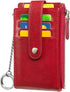 Credit Card Holder for Women RFID Small Wallet Women Slim - Multi Zipper Card Case with Keychain Wine Red...
