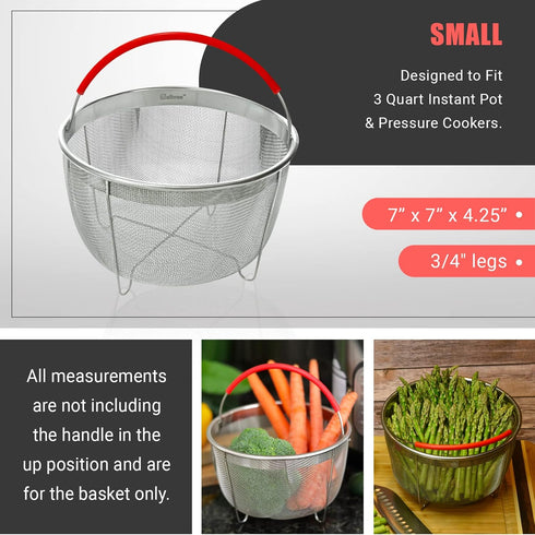 Original Salbree Steamer Basket for 3 quart Instant Pot Accessories, Stainless Steel Strainer and Insert fits IP Insta Pot, Instapot 3 qt, Other P...