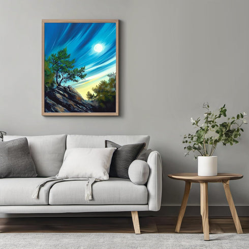 Posterizer 1 pcs-oil painting style art-mystical tree on mountain 2-Landscape & Nature Art Gift for Men Women Entrepreneur Teens Decor for Home ...