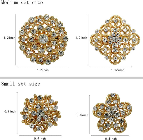 Lot 24pc Clear Rhinestone Crystal Flower Brooches Pins...