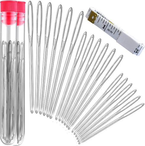 Orrdice 18+1PCS Large Eye Blunt Needles, Stainless Steel Yarn Knitting Needles, Sewing Needles, Crafting Knitting Weaving Stringing Needles,Perfec...