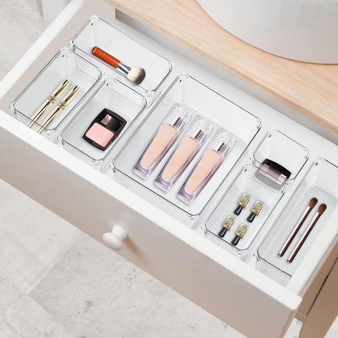 Ravinte 6 Pack Drawer Organizer - 3" X 3" Plastic Storage Bins, Acrylic Organizers with Non-Slip Pads Clear Desk Storage Tray for Makeup, Jewelrie...