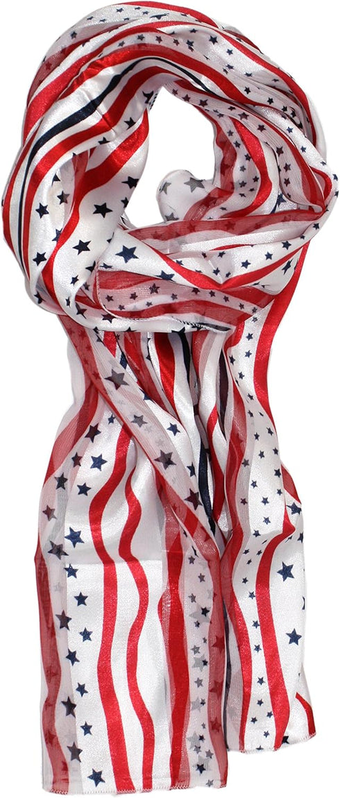 Ted & Jack - Stars & Stripes Americana Print Silk Feel Scarf...