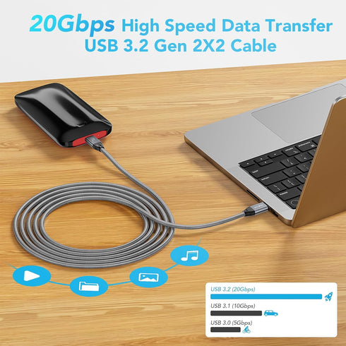 ULT-WIIQ USB C to USB C Cable Fast Charging 240W PD 3.1 High Speed 20Gbps Data Transfer USB C 3.2 Gen 2x2 Cable 4K@60Hz USB C Monitor Cable USB Ty...