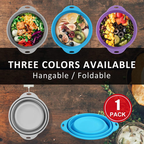Collapsible SiliconelSalad Bowl 64oz Camping Bowl Outdoor Hiking Travel Durable Bowl for Storage and Mixing Food-Grade Silicone Food Storage Conta...