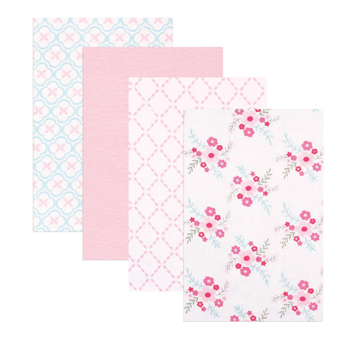 Luvable Friends Unisex Baby Cotton Flannel Receiving Blankets, Floral 4-Pack, One Size...