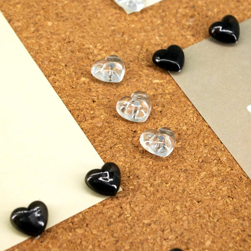 100 PCS Heart Clear Push Pins for Cork Board, Transparent and Black Cute Heart Shaped Thumb Tacks Plastic Decorative Push Pins for Posters, Wall, ...