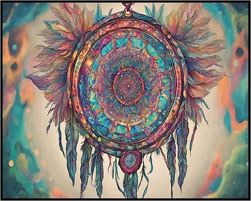 Posterizer 1 pcs- psychedelic funky hippie colorful dreamcatcher 2-Fantasy & Fiction Art-Retro Art- Living Room Bedroom Decor- unframed wall art...