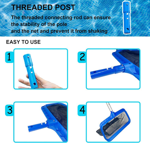 Pool Skimmer Net, Fine Mesh Pool Leaf Net with Durable Deep Net, Larger Capacity Leaf Skimmer Net for Pool Cleaning, Debris Pickup Removal, Easy S...