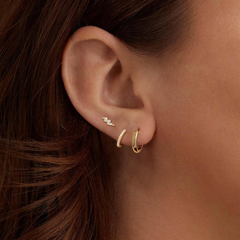 Foxgirl Small Gold Stud Hoop Earrings for Women, Dainty 14K Gold Silver Plated Hypoallergenic Cz Flower Ear Cuff Earrings Set Cartilage Minimalist...