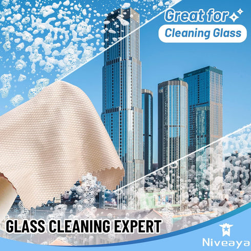 24 Pcs Fish Scale Streak Free Miracle Cleaning Cloth Easy Clean Nanoscale, Microfiber Window Mirror Glass Cleaning Cloth, Lint Free cloth Wine Gla...