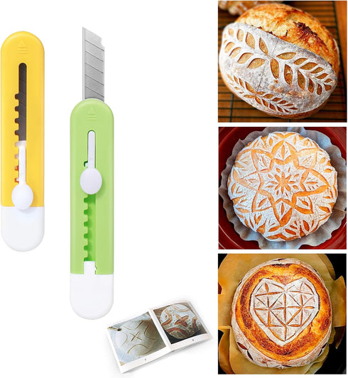 Bread Lame Dough Scoring Tool,2 Pack Sourdough Scoring Tools,Bread Dough Cutter Slashing Razor Tool,Scoring Patterns Booklet,Bread Baking & Making...
