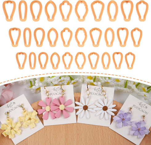 Puocaon Petal Polymer Clay Cutters - 30 Pcs Clay Cutters for Polymer Clay Jewelry, Mini Flower Petal Clay Cutters for Polymer Clay Earrings Making...