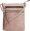 DELUXITY | Crossbody Purse Bag | Functional Multi Pocket Double Zipper Purse | Adjustable Strap | Medium Size Purse | Blush...