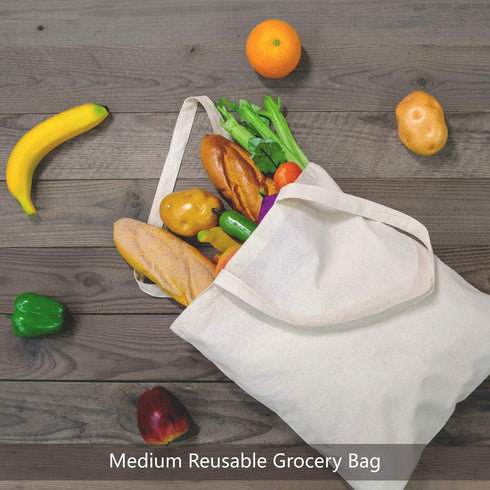 TOPDesign 5 | 12 | 24 | 48 | 192 Pack Economical Cotton Tote Bags, Lightweight Medium Reusable Grocery Shopping Cloth Bags, Suitable for DIY, Adve...