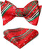HISDERN Christmas Bow Ties for Men Xmas Self-tied Bowties and Pocket Square Set Festival Woven Bowtie Handkerchief...