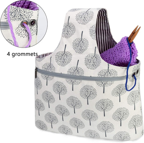 Teamoy Knitting Tote Bag, Travel Project Wrist Bag for Knitting Needles(14inches), Yarn and Crochet Supplies, Lightweight, Perfect Size for Knitti...