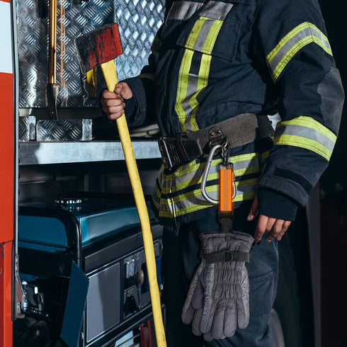 Shappy 2 Pieces Firefighter Glove Strap with Reflective Trim Firefighting Glove Safety Strap Turnout with Swivel Snap Hook Clip (Orange)...