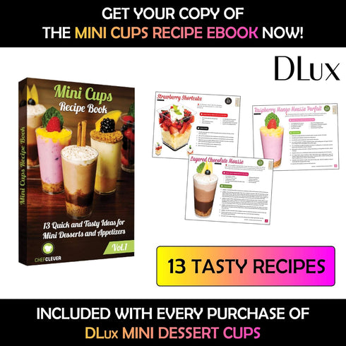 DLux 100 x 2oz Square Mini Dessert Cups (No spoons), Clear Plastic Parfait Appetizer Cup - Small Reusable Serving Bowl for Tasting Party Desserts ...