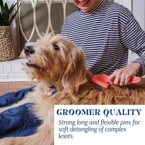 Dog Slicker Brush for Grooming Poodle Brush for Shedding Medium & Long Haired Dogs Brush - Poodle and Goldendoodle Long Pin Pet Hair Brush for Doo...
