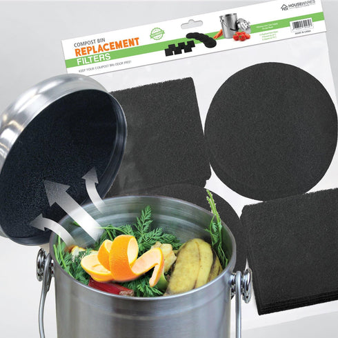 12 Pieces Counter Top Activated Carbon Compost Bin Filters - Extra Thick Indoor Pail Replacement Charcoal Caddy Filters Refill, 0.4" Thickness...