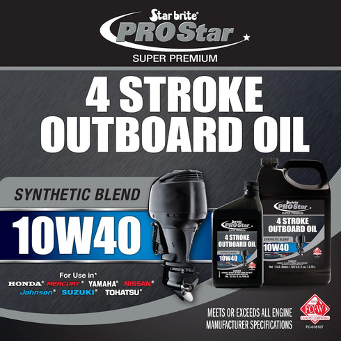 STAR BRITE Super Premium 4 Stroke Marine Oil - 10W-40 Synthetic Blend Engine Oil for Outboards, Gasoline Inboards & Stern Drives - NMMA FC-W Certi...