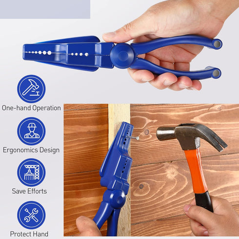 2 Pcs Nail Holder for Hammering, Plastic Pliers, Finger Safe for Hammer Nails in Slip Joint Pliers, Finishing Nails Pliers Keeps Fingers Safe, Bas...