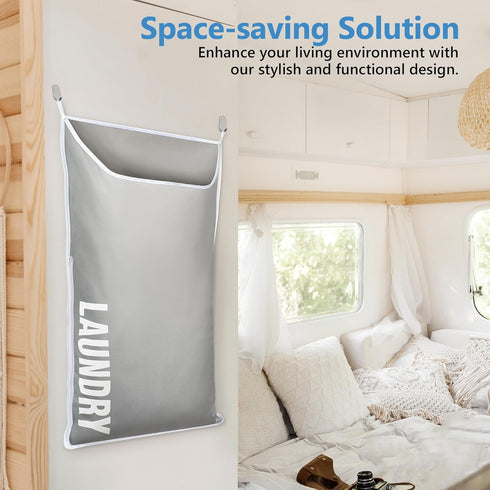 Hanging Laundry Hamper Bag – Space Saving over the Door Storage Bags – Behind the Door Hampers for Dirty Clothes – Wall Mounted Basket for Bathroo...