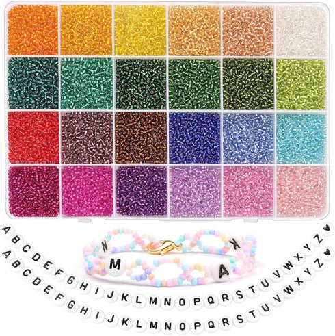 Yholin 2mm Glass Seed Beads & Small Pony Beads, DIY Jewelry Kit for Friendship Bracelets & Art Craft Gifts...