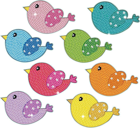 Tontut 8 Pcs Diamond Painting Wooden Coasters with Holder, DIY Little bird Coasters Diamond Art Kits for Beginners, Adults Small Diamond Painting ...