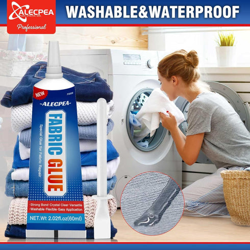 3Pack 60ML Fabric Glue, Strong Fabric and Leather Adhesive, Waterproof Fabric Glue Permanent Clear Washable for All Fabrics, No Sew Solution, Wash...