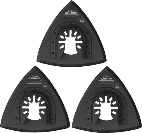 Triangle Sanding Pads for Oscillating Multitool with Universal Quick-Release - 3 Pack of 3-1/8 Inch Sander Pads for Hook & Loop Sandpaper- Caliast...