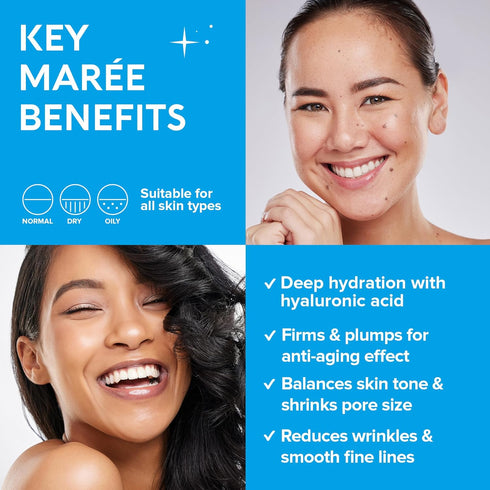 MAREE Facial Masks with Marine Collagen & Hyaluronic Acid - Sheet Moisturizing Masks for Face with Green & Red Algae Extract for All Skin Types - ...
