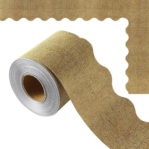 AIEX 66ft/ 20m Scalloped Bulletin Board Borders, Border Trim Burlap Style Rolled Border for Bulletin Boards Whiteboards Desks Posters Decorations ...
