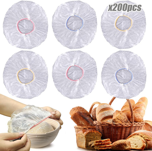 Palksky 200PCS Bowl Covers for Bread Proofing, Bread Cover for Rising, Elastic Plastic Bread Bowl Cover for Bakery Home Baking, Sourdough Bowl Bas...