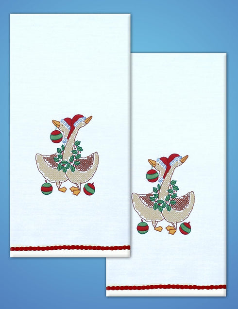 Tobin Christmas Geese Stamped for Embroidery Towels, Multi......