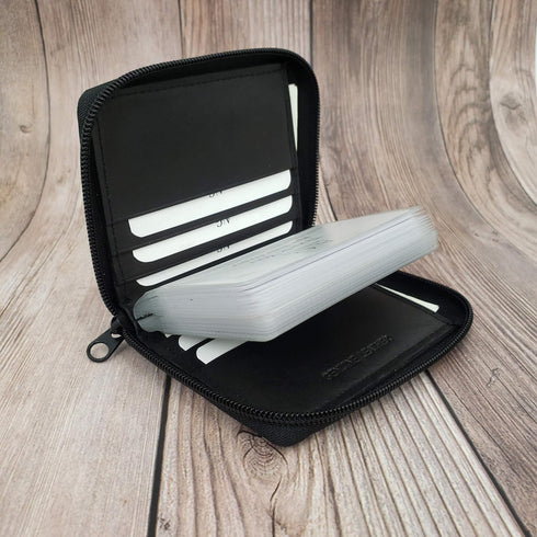 Mens Zip Around Leather Wallet with Inserts (Black)...