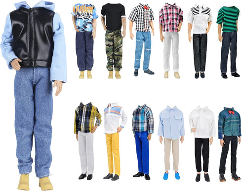 E-TING 3 Sets Leather Jacket Casual Wear T-Shirt Pants Pack Summer Shorts with 3 Pairs of Shoes for 12-inch Boy Doll?Random Pick?...