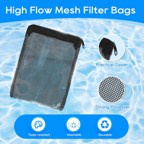 Aquarium Filter Media Bags for Aquarium with Zipper, Reusable Strong Polyester Fine Mesh Bag for Activated Carbon, Bio Filter Balls, Ceramic Rings...