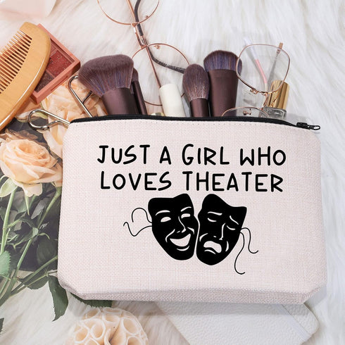 Theater Gifts Theater Actor Makeup Bag Drama Theater Lover Gift Drama Teacher Gift Who Loves Theater Travel Zipper Cosmetic Bag (Loves Theater bag...
