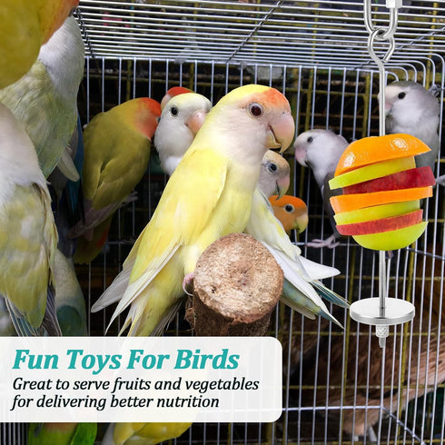 Bird Skewer, Bird Food Holder Bird Cage Food Holder Hanging Food Bird Skewer Stainless Steel Parrot Hanging Vegetable Fruit Feeder Parrot Foraging...