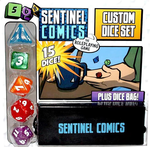 Greater Than Games | Sentinel Comics: Dice Set | Tabletop Role Playing Game Accessory | Superhero Storytelling | includes 5 Custom Dice and Bag...