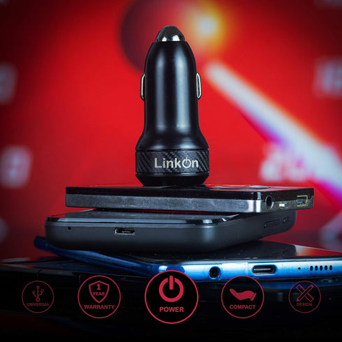LinkOn 45W Car Charger with 27W USB-C PD3.0 and 18W USB-A QC3.0 Compatible with iPhone Xs/Max/XR/X iPad Samsung Galaxy Pixel Nexus Huawei...