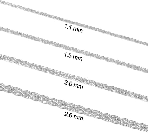 Kooljewelry Sterling Silver Round Wheat Chain Anklet (1.1 mm, 1.5 mm, 2 mm or 2.6 mm)...