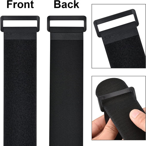 2 x 48 Inch Hook and Loop Cable Tie, 6 Pack Heavy Duty Adjustable Fastening Adhesive Cinch Strap with Plastic D-ring Buckle, Multi-Purpose Reusabl...